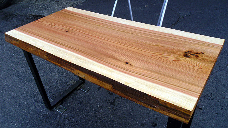 サムネイル： 杉/スギ 1100x570x45mm 天然木リビングテーブル・パソコンデスク天板/DIY木材・無垢板・1枚板/下仕上げ済み