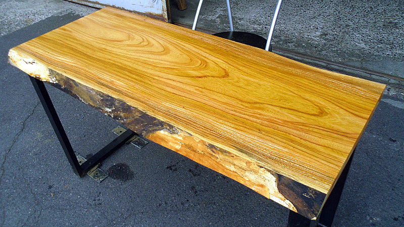 サムネイル： 【幅120×奥行50cm規格】欅 ケヤキ 無垢 天板 一枚板 120×51cm 厚4.5cm｜DIY用  ラック・シェルフ・ボード向け 無塗装 下仕上げ済み