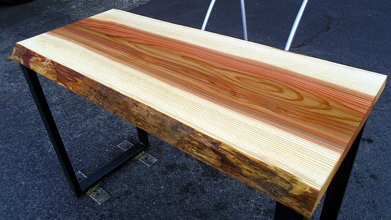 杉/スギ 1000x460x40mm 天然木パソコンテーブル・電動式昇降デスク天板/DIY木材・1枚板・無垢板/下仕上げ済み