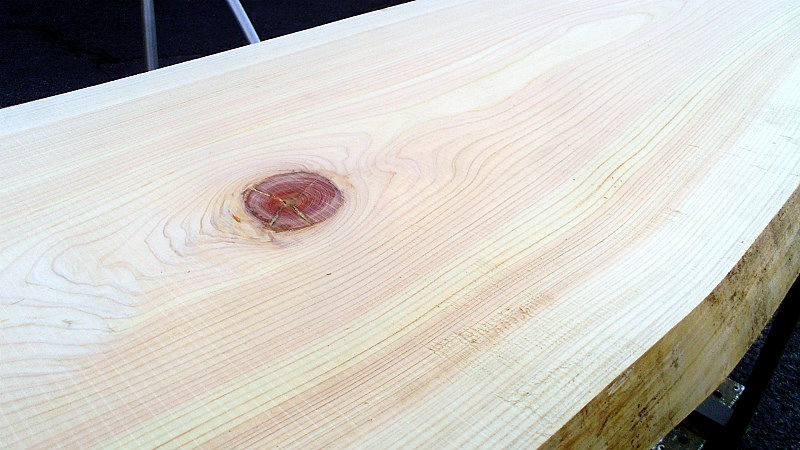 サムネイル： 桧/ヒノキ 1000x460x40mm 天然木パソコンテーブル・ラップデスク天板/DIY木材・1枚板・無垢板/下仕上げ済み