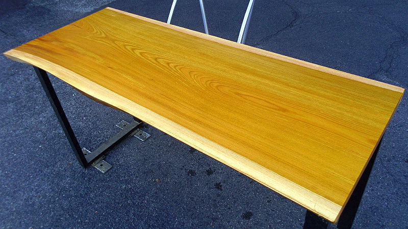 サムネイル： 欅/ケヤキ 1300x530x40mm 天然木ラップトップテーブル・パソコンデスク天板/DIY木材・1枚板・無垢板/下仕上げ済み