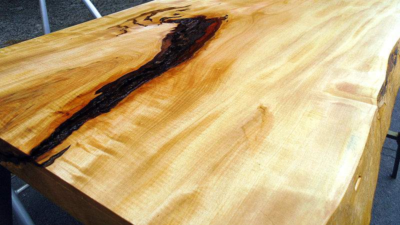 サムネイル： 橡/トチ 1000x450x40mm 天然木ラップトップテーブル・パソコンデスク天板/DIY木材・1枚板・無垢板/下仕上げ済み