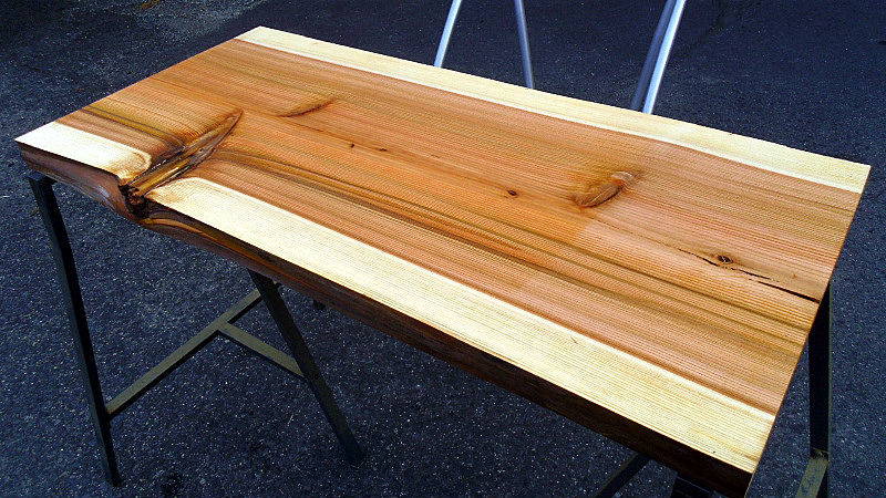 サムネイル： 杉/スギ 900x430x40mm 天然木ラップトップテーブル・コーナーデスク天板/DIY木材・1枚板・無垢板/下仕上げ済み