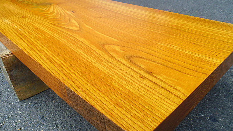 サムネイル： 【幅110×奥行25cm規格】欅 ケヤキ 無垢 天板 一枚板 110×28cm 3cm厚｜DIY用  ボード・カウンター向け 無塗装 下仕上げ済み