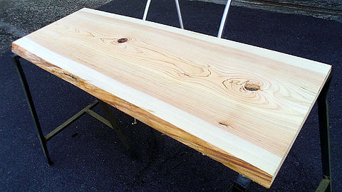 桧/ヒノキ 1000x400x30mm 天然木ローテーブル・書斎デスク天板/DIY木材