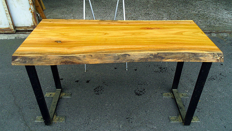 サムネイル： 【幅120×奥行55cm規格】欅 ケヤキ 無垢 天板 一枚板 120×58cm 4cm厚｜DIY用  テーブル・デスク向け 無塗装 下仕上げ済み