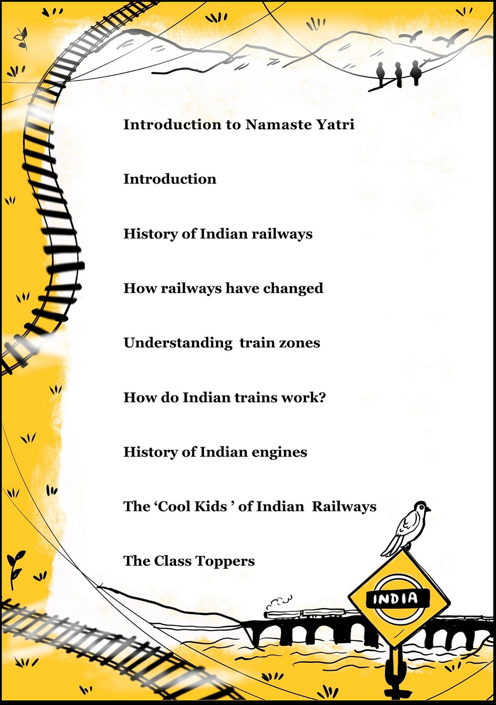 Thumbnail: Inside pages of Namaste Yatri showcasing Indian Railways