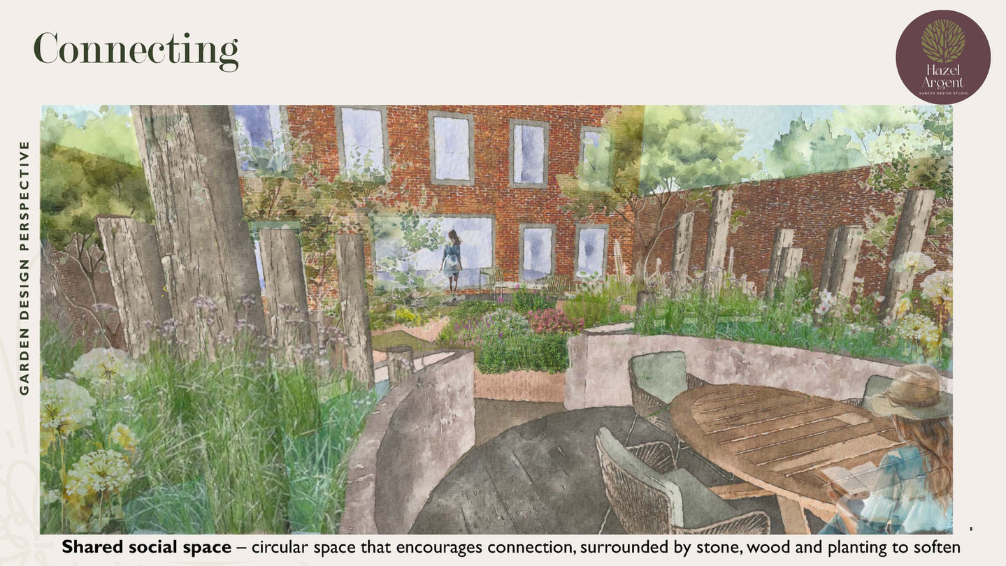 Connecting Shared social space garden design perspective around courtyard