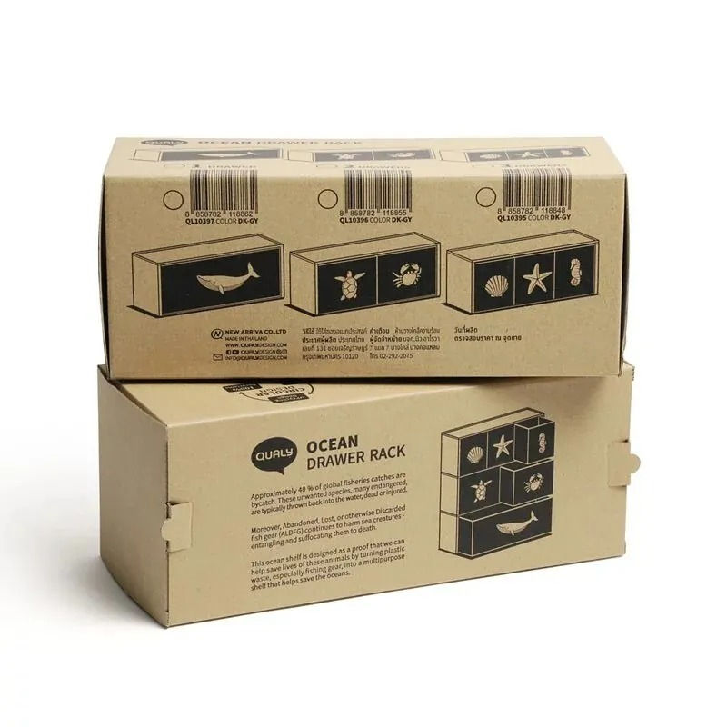 縮圖：QUALY 海洋抽屜收納盒(兩入組)
