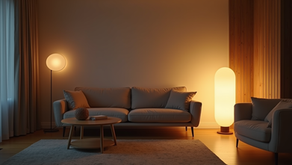 Moderne Lichtinstallation in einem gemütlichen Wohnzimmer