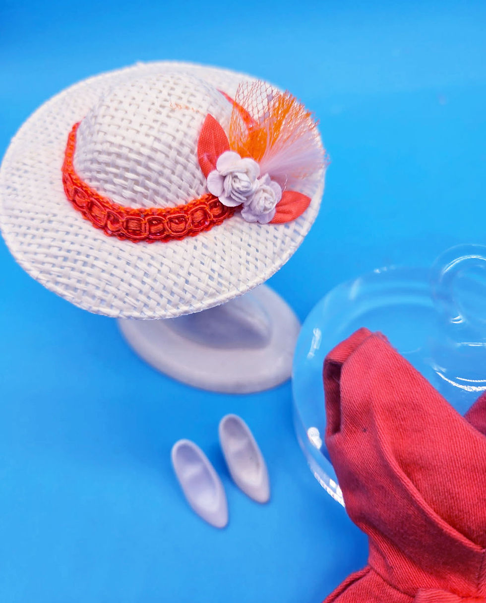 Thumbnail: Vintage Barbie Original CORAL CAMPUS BELLE Dress Perfect