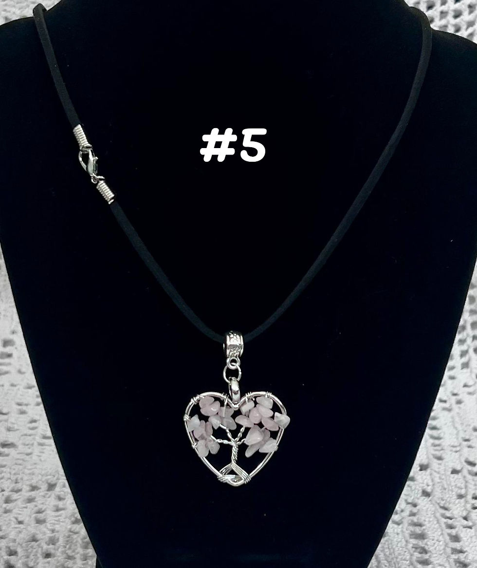 Thumbnail: 18" Black Faux Suede Leather Necklace with Natural Stone Tree Pendant