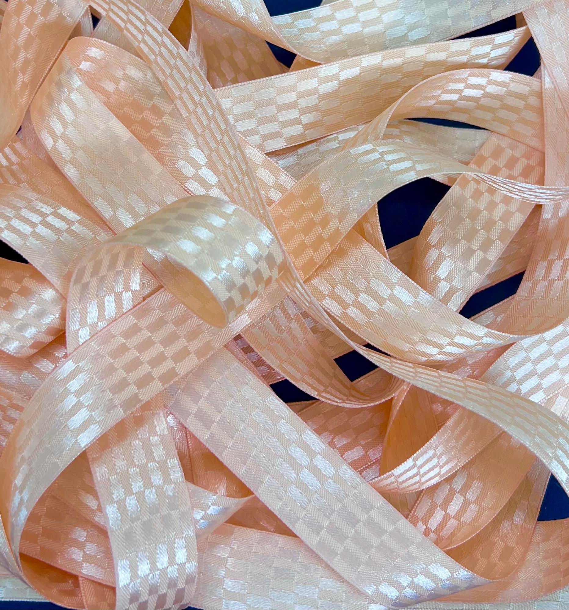 7/8 inch Pink Satin Checkered Ribbon