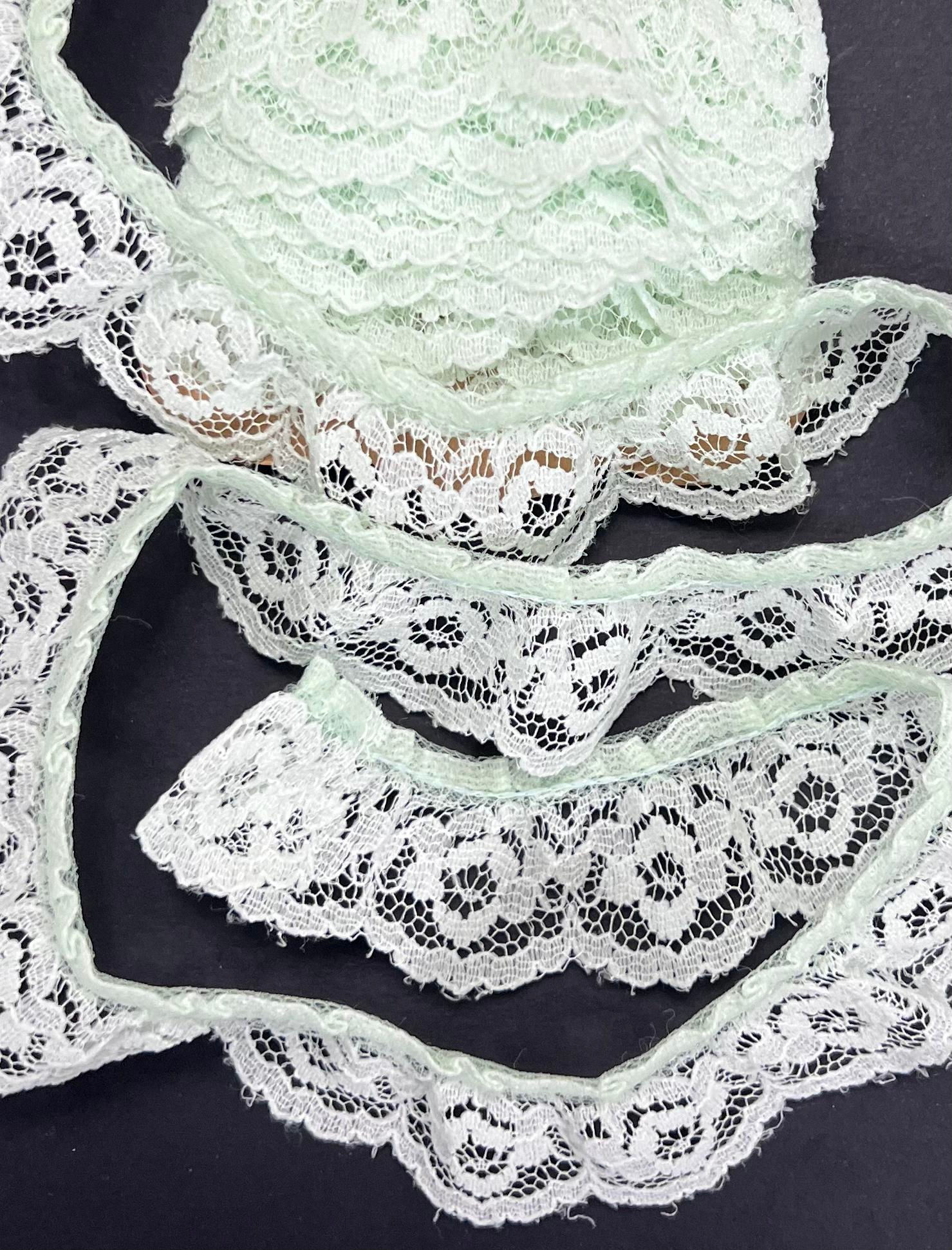2-yds of 1 1/8 inch Pastel Green Lace