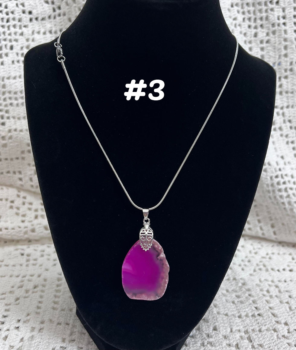 Thumbnail: 18" Silver Stainless Steel Snake Chain Necklace with Natural Agate Slice