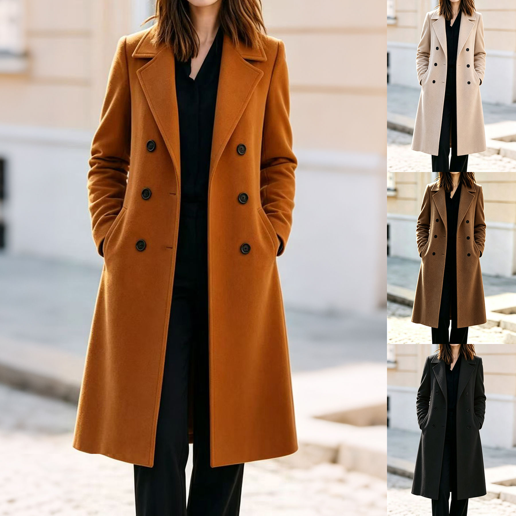 Oversized Woolen Cloth vintage casual loose long spring autumn winter coat for w