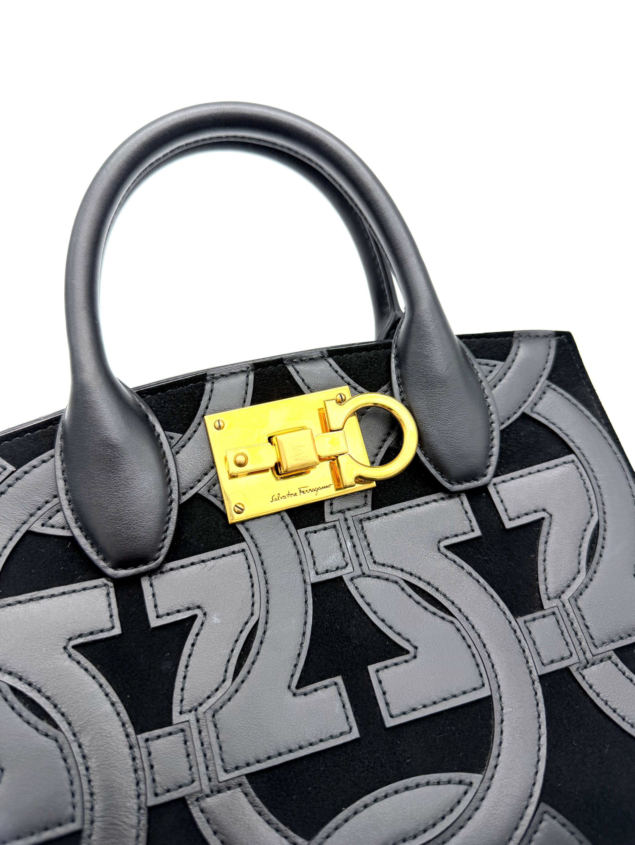Salvatore Ferragamo Macro Gancini Intarsia Studio Box Bag image 3