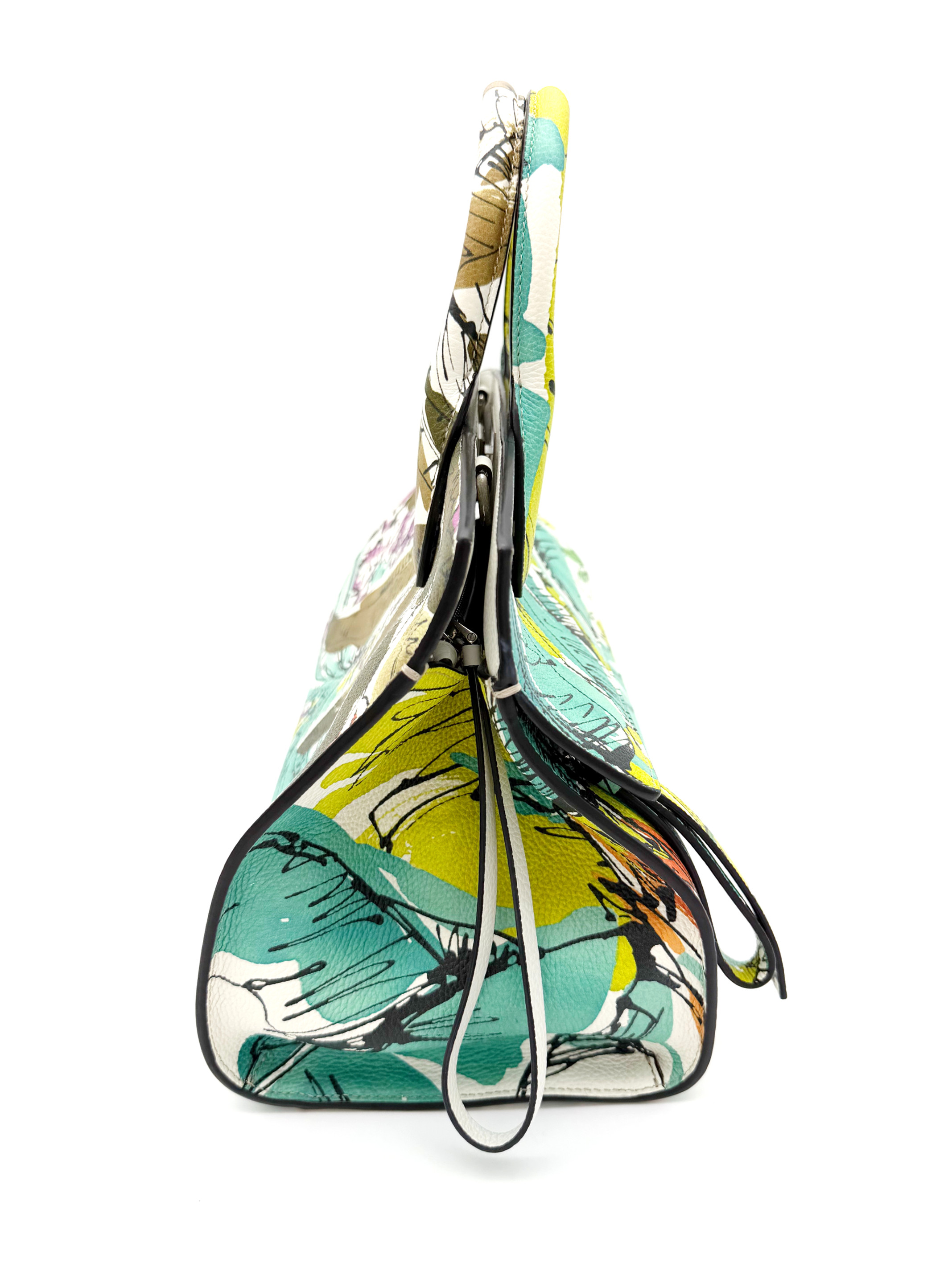 Salvatore Ferragamo Tropical Botanical Print Leather Studio Bag image 3