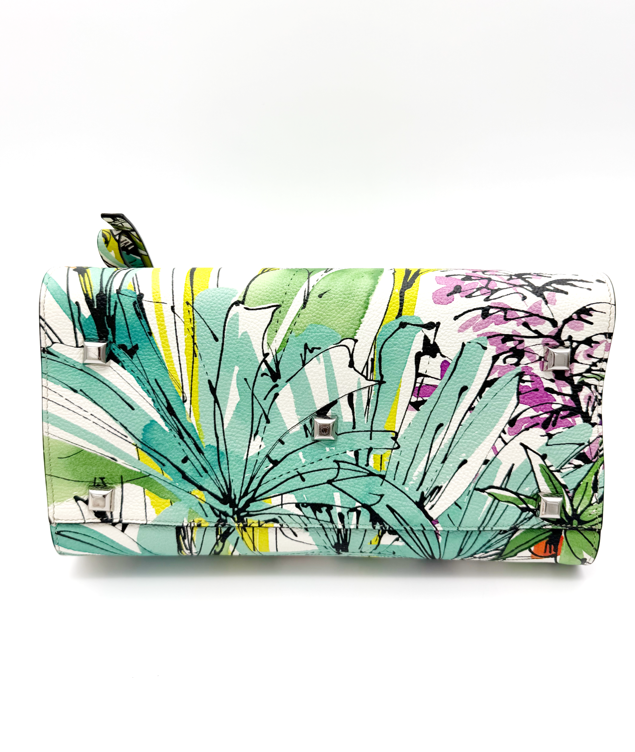 Salvatore Ferragamo Tropical Botanical Print Leather Studio Bag image 5