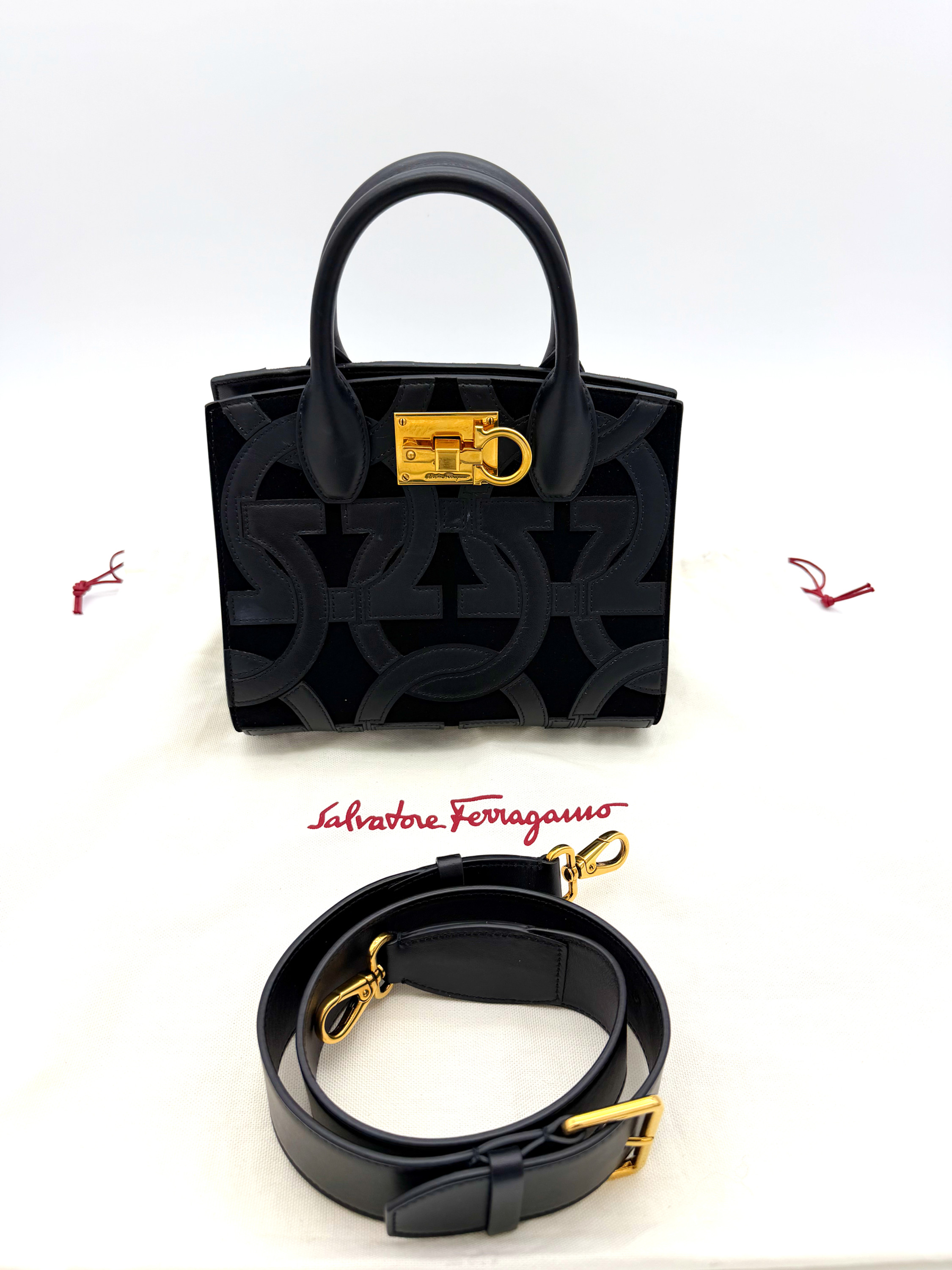 Salvatore Ferragamo Macro Gancini Intarsia Studio Box Bag image 7