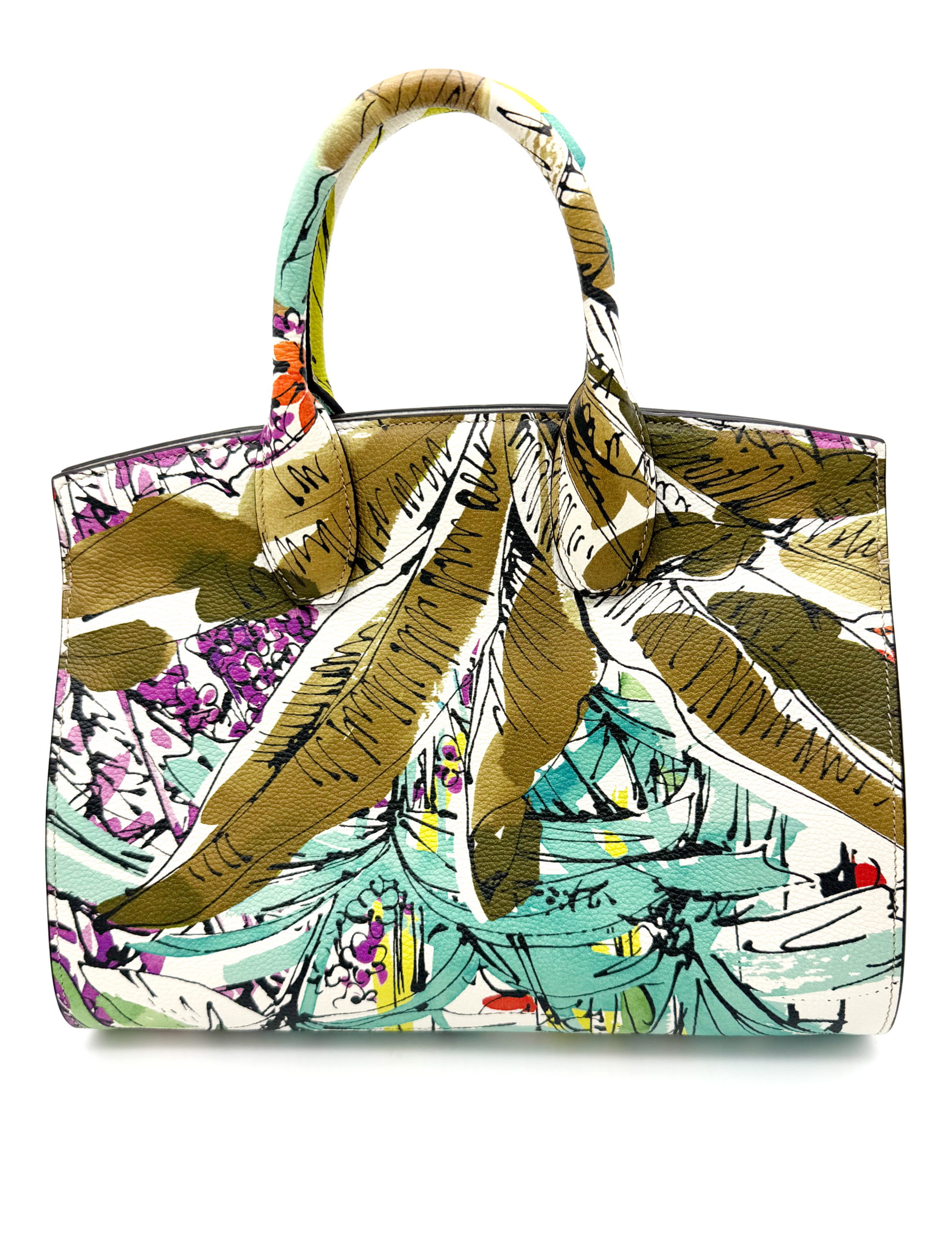 Salvatore Ferragamo Tropical Botanical Print Leather Studio Bag image 2