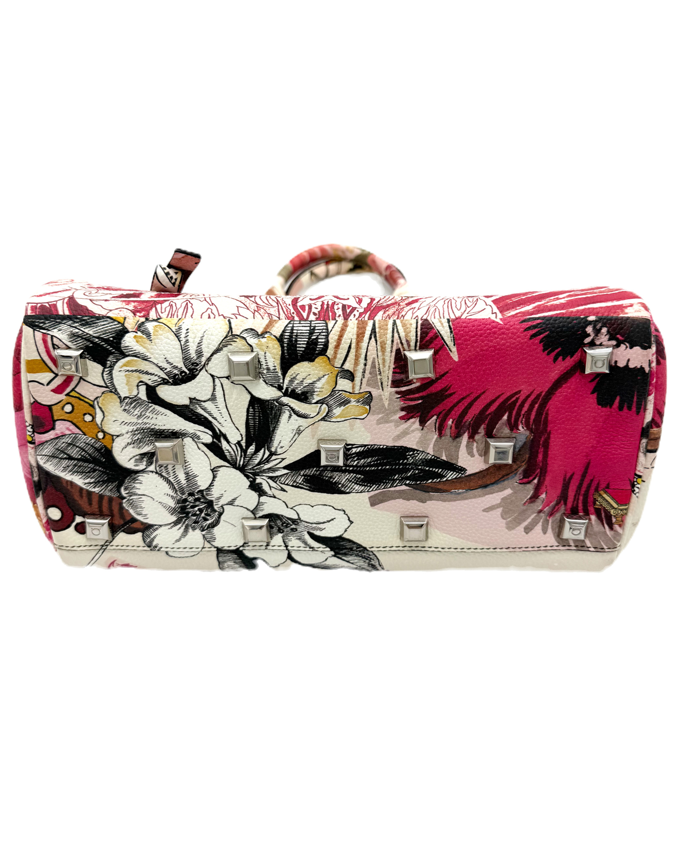 Salvatore Ferragamo Top Handle The Studio Botanical Print Pink image 4