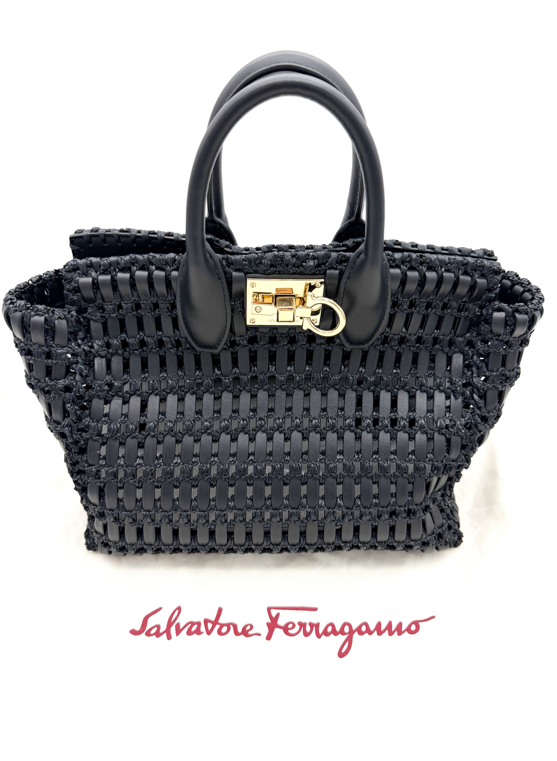 Salvatore Ferragamo Crochet Gancini Top Handle Bag image 5