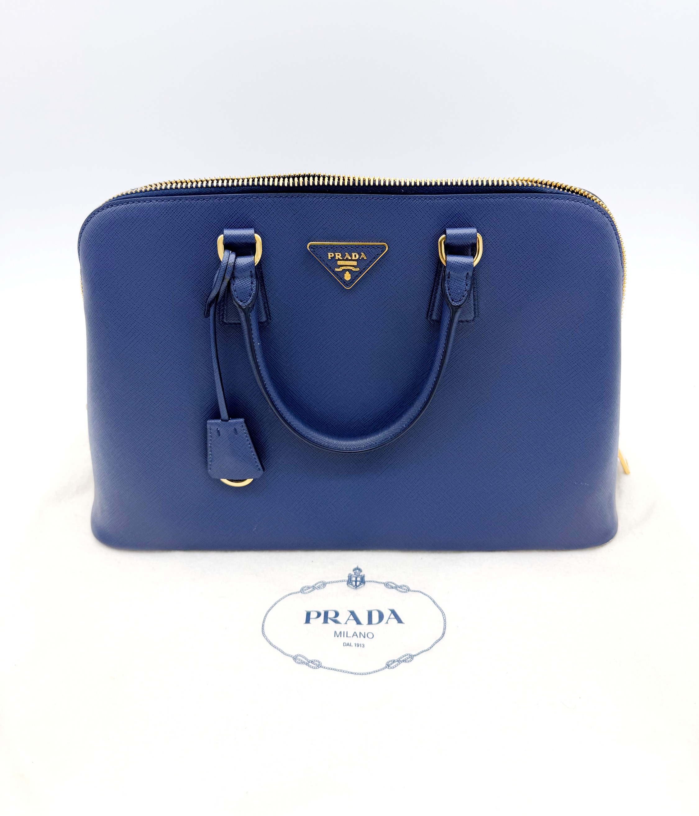 Prada Promenade Medium Saffiano Lux Tote Blue image 7