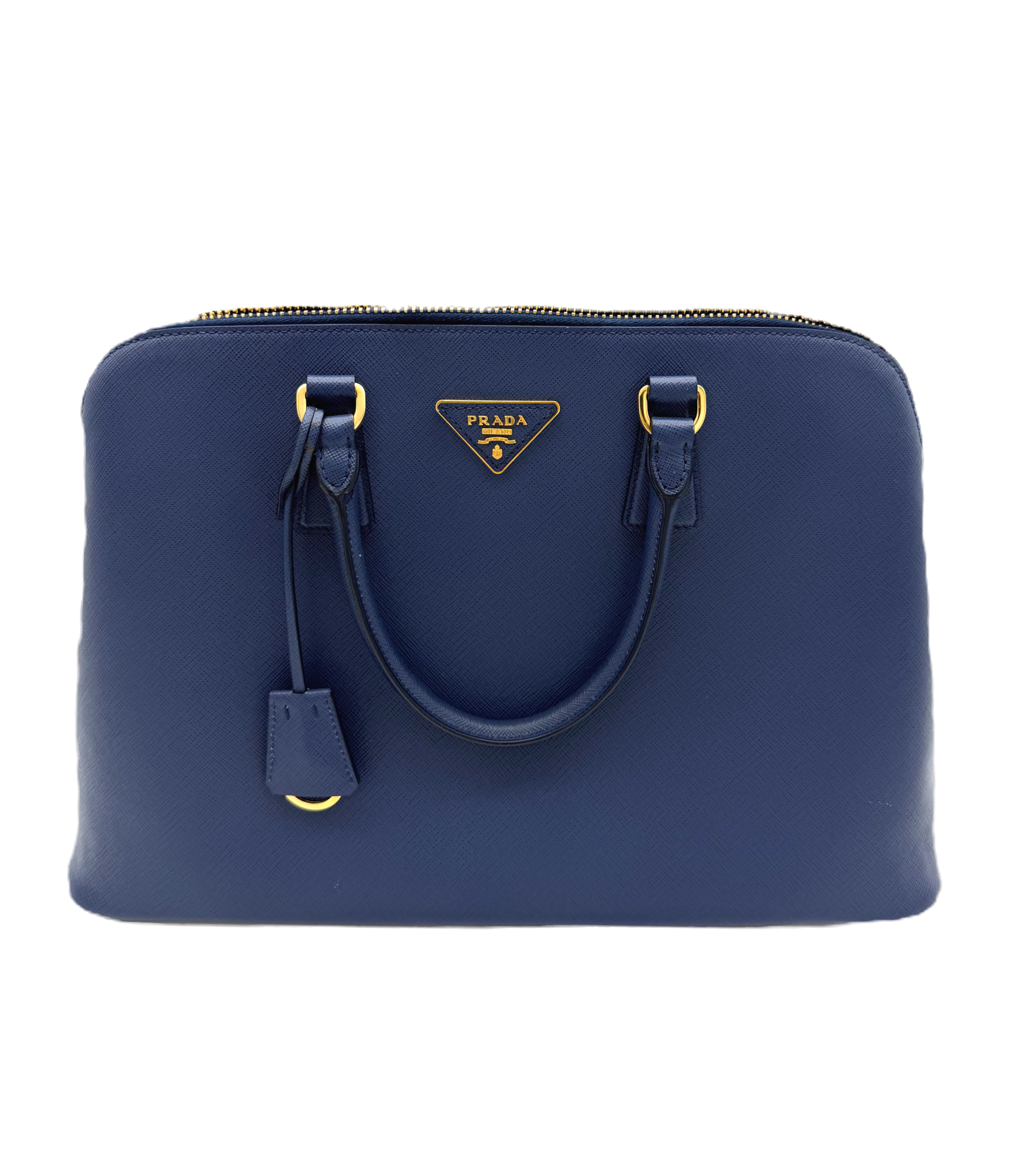 Prada Promenade Medium Saffiano Lux Tote Blue — pre-loved Prada at The Handbag Room Australia