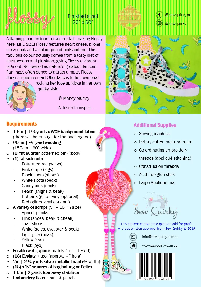 Thumbnail: Flossy Flamingo Applique Pattern Book by Sew Quirky