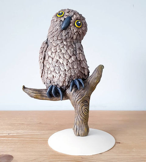 Orville Owl - polymer clay sculpture | Gill Prendergast