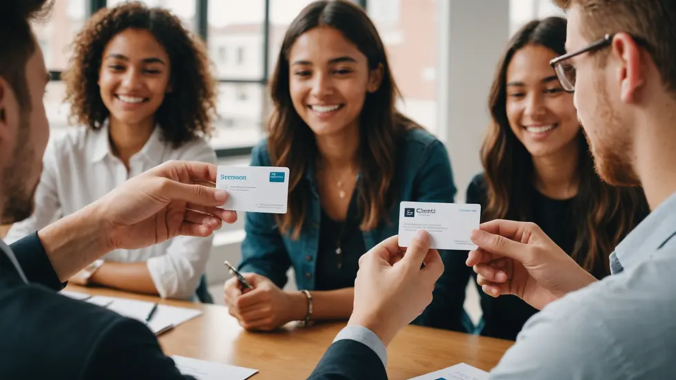 Students Receiving Business Cards