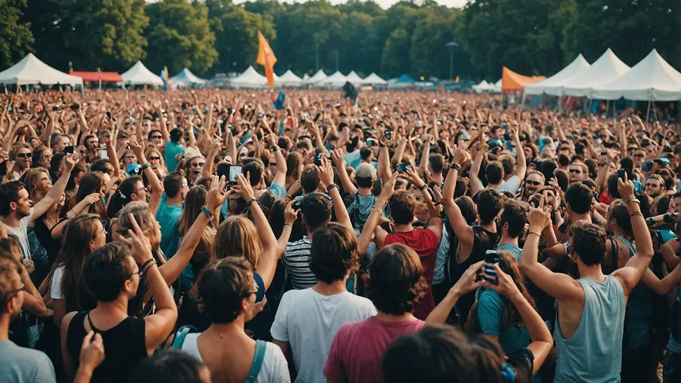 Crowd enjoying a music festival outdoors