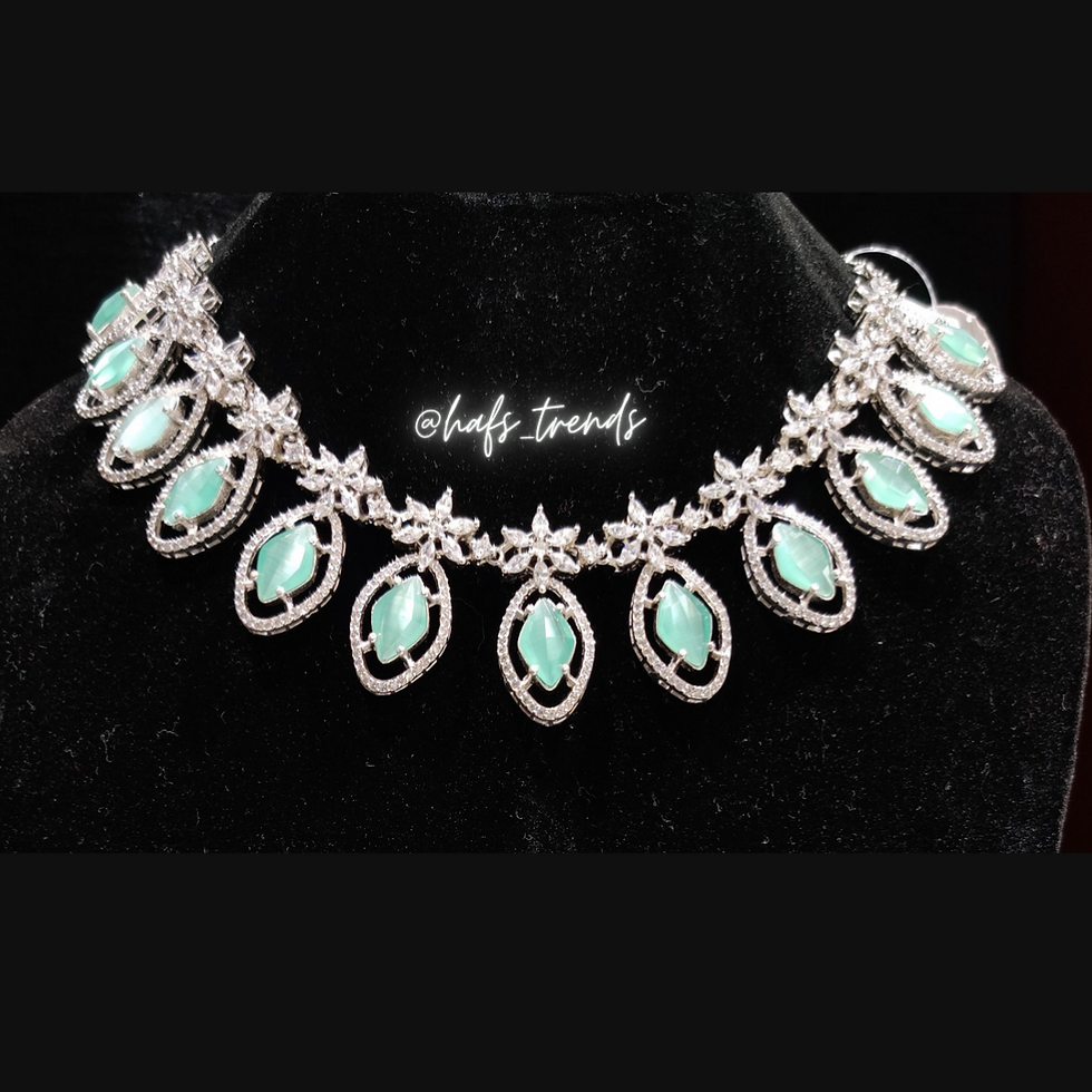 Thumbnail: Pastel green AD necklace & earrings