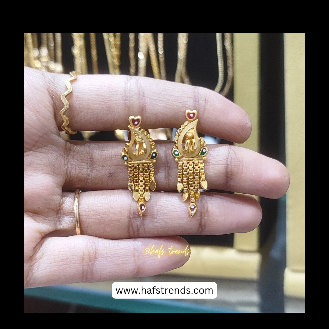 Gold plated enamel design earrings