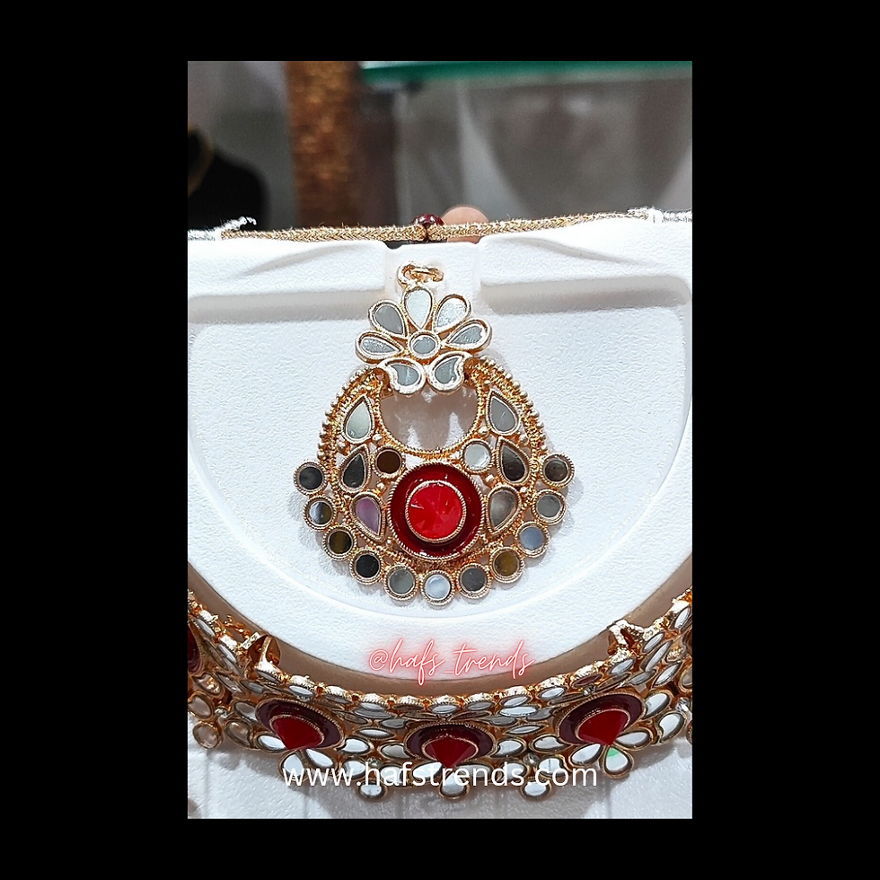 Thumbnail: Mirror work red choker set