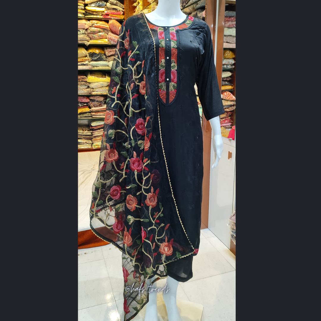 Premium soft sik cotton black full set