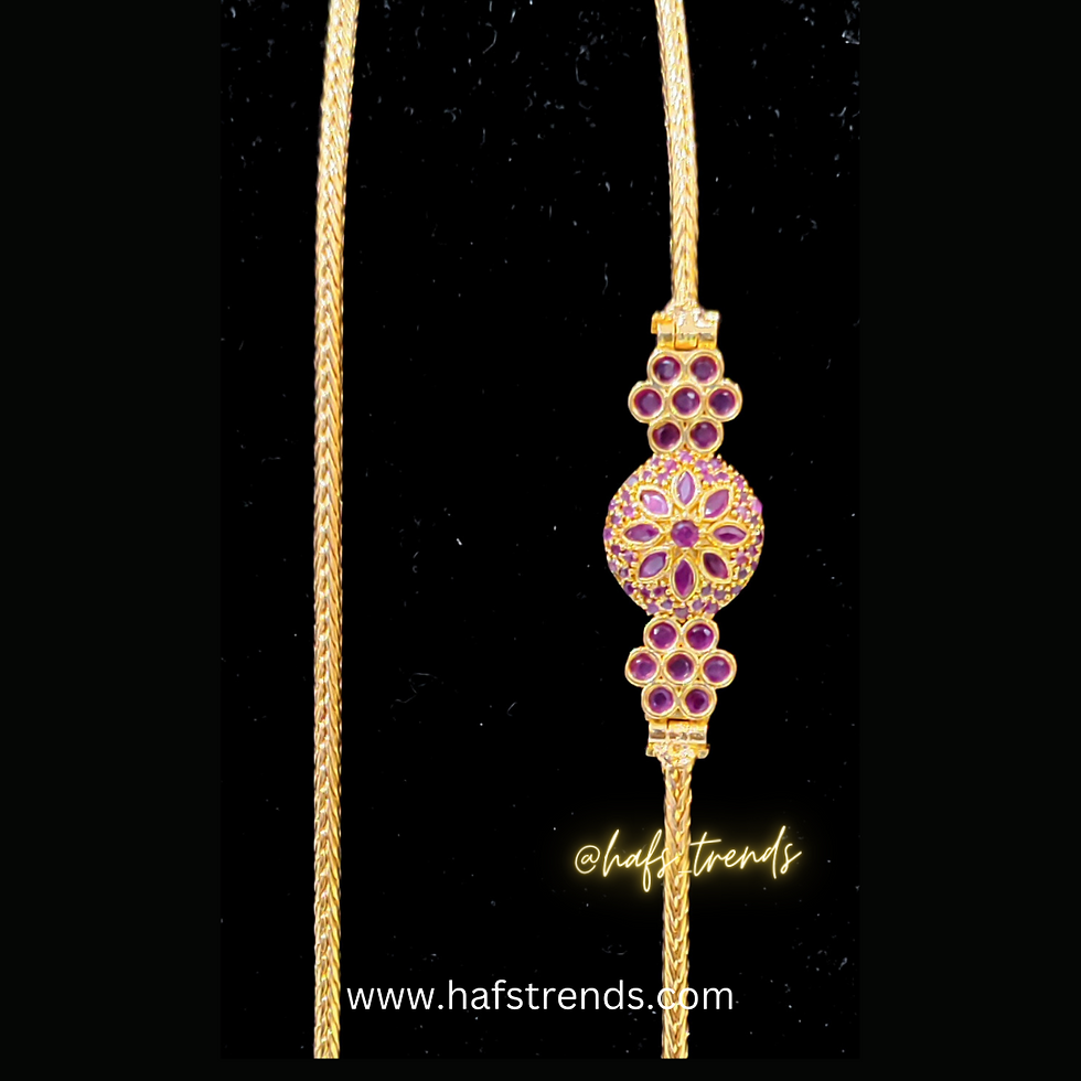 Thumbnail: Gold covering ruby stone mogappu chain