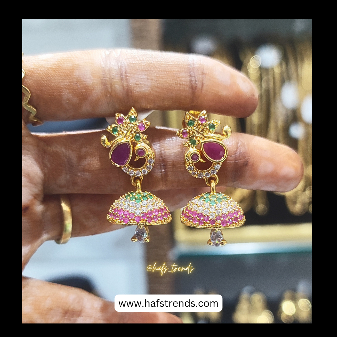 Peacock Gold covering AD jhumka