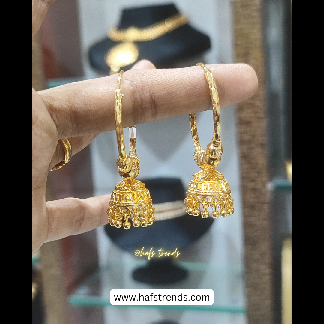 Gold covering ring jhumka