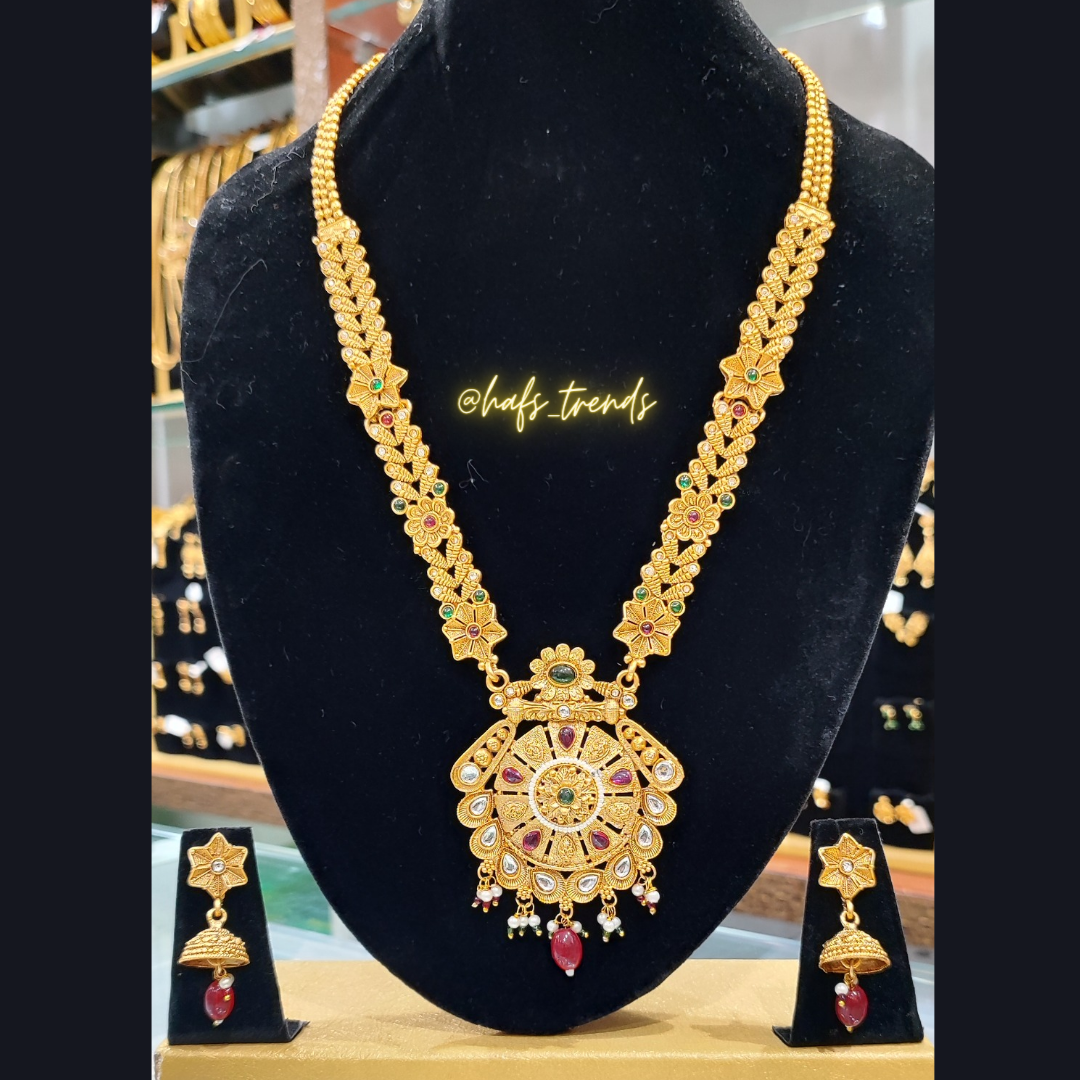 Antique Matte Haaram & jhumka set