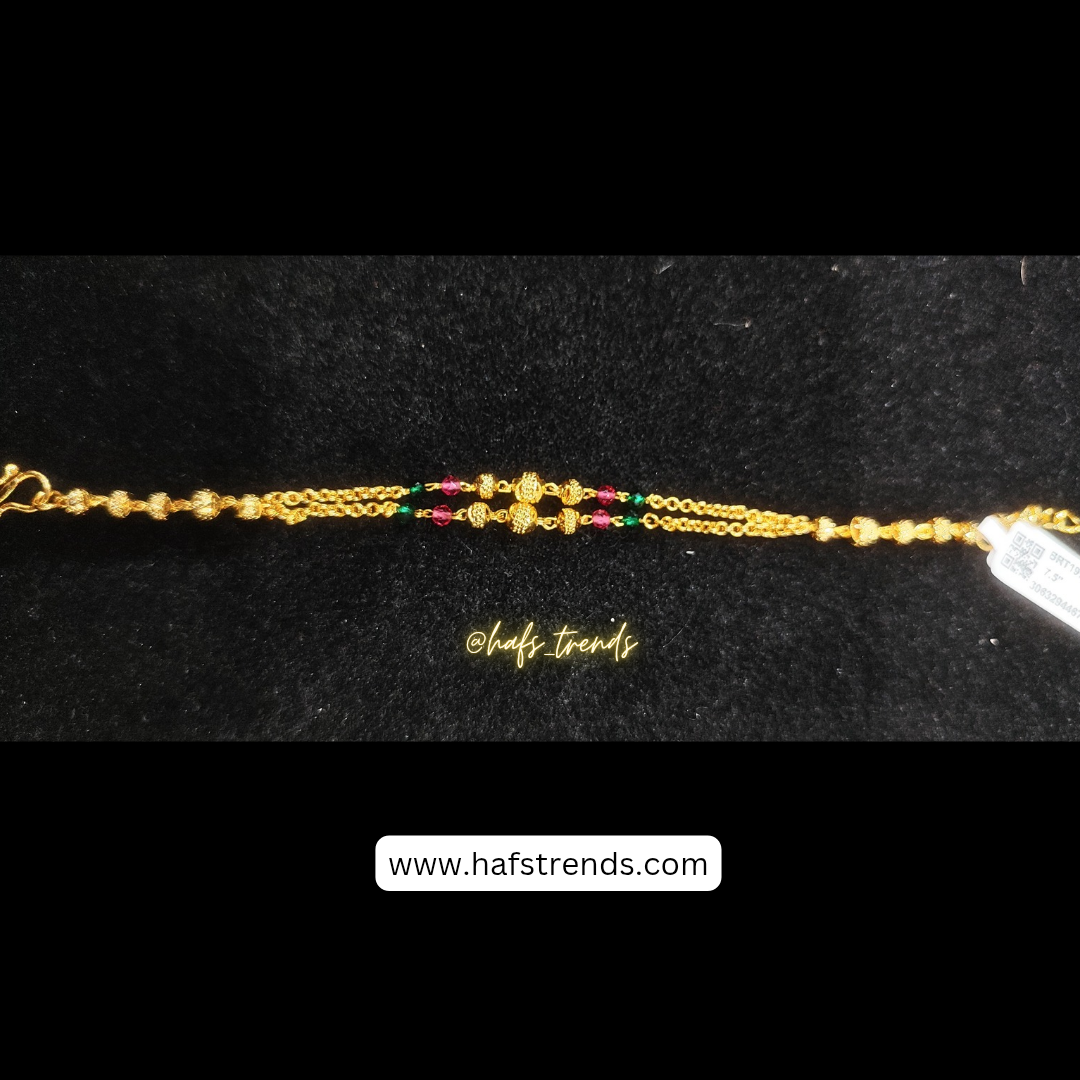 Gold covering double line ball bracelet