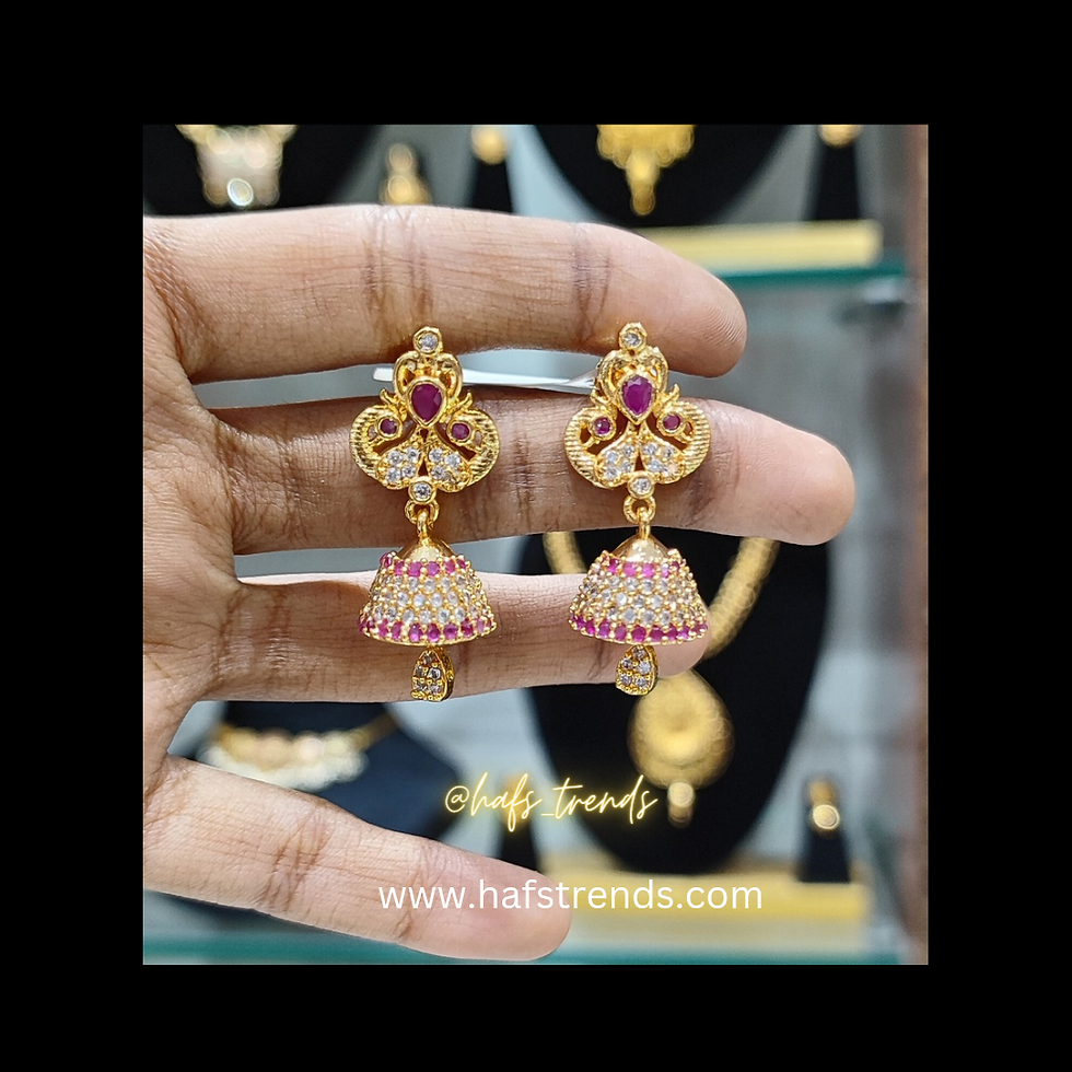 Thumbnail: Gold covering peacock AD jhumka