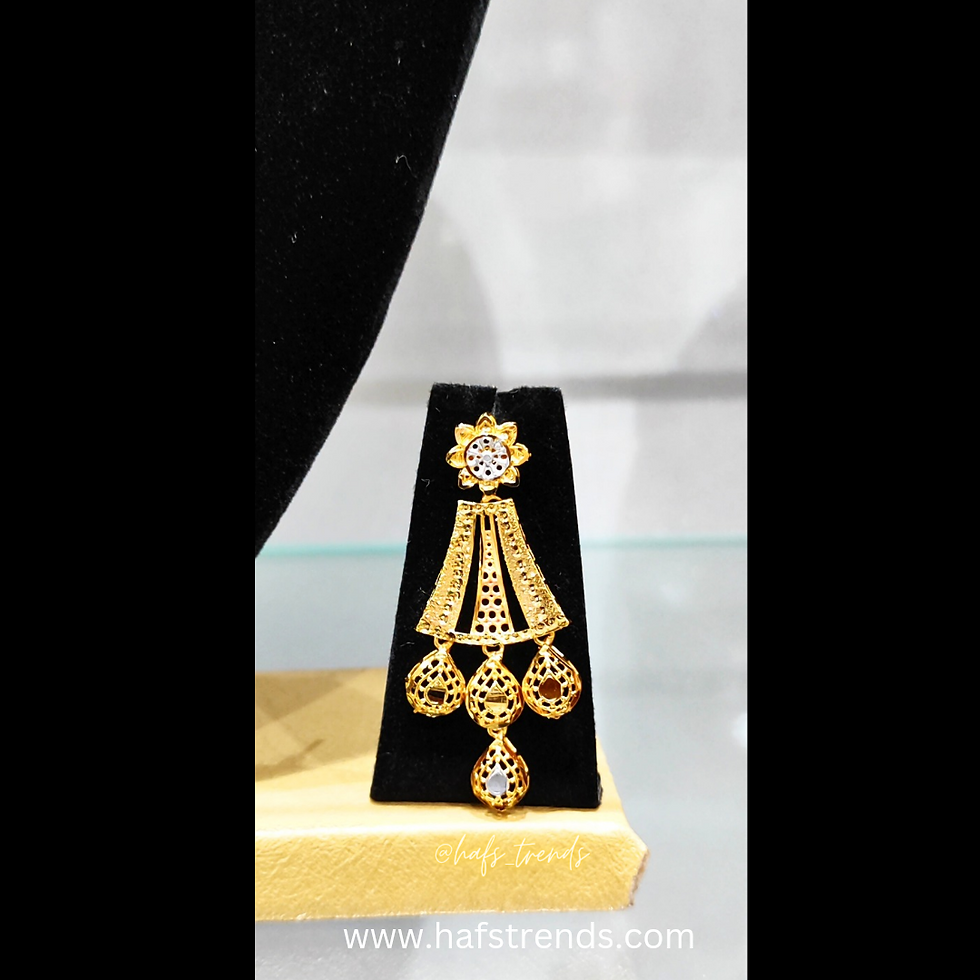 Thumbnail: Gold plated triple tone Turkish mini haaram & earring