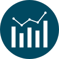 an icon linking you to the data and reports webpage when clicked on. It is an image of a chart line graph.