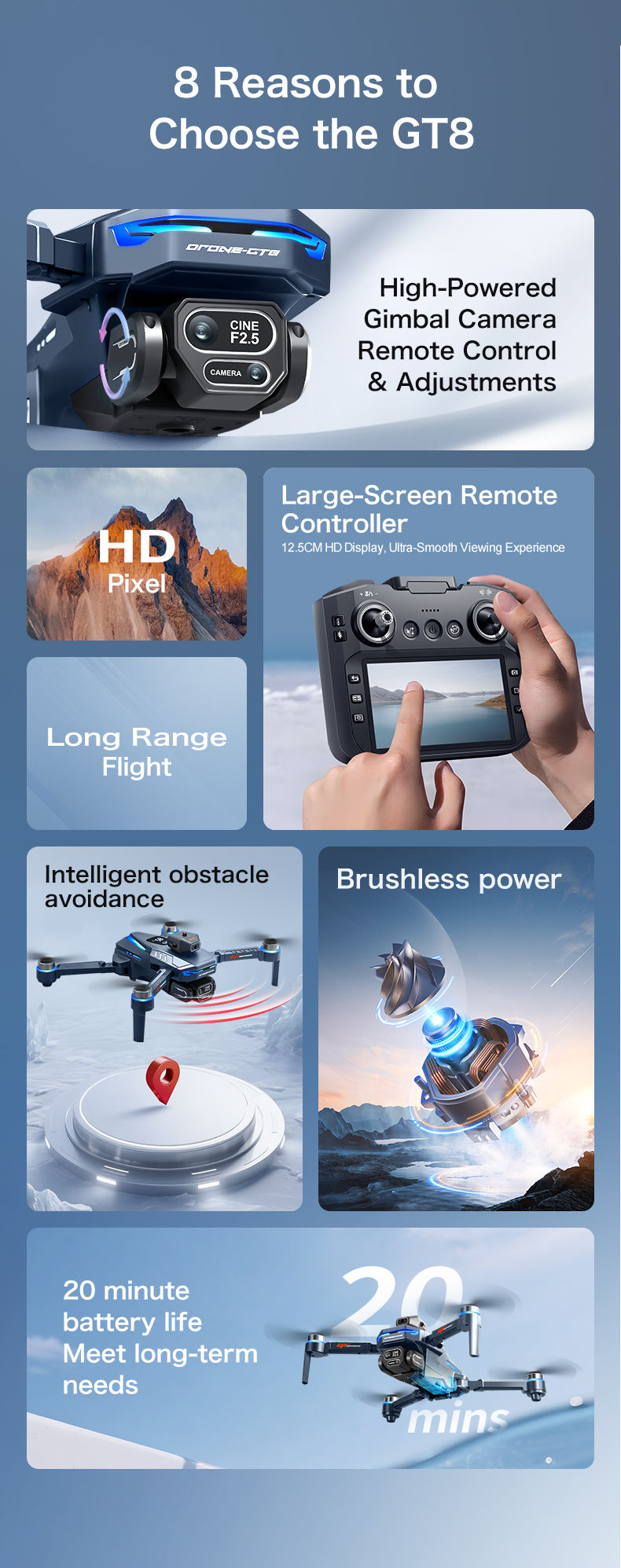 Thumbnail: 2026 New GT8 Drone GPS 8K Professional HD 360° Dual Cameras 5G WIFI Brushless M