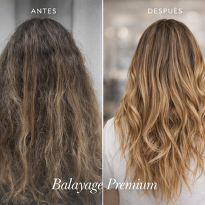 Balayage premium antes y después – transformación completa