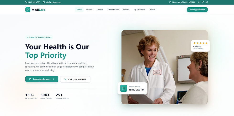 A medical website must prioritize patient convenience and clarity.