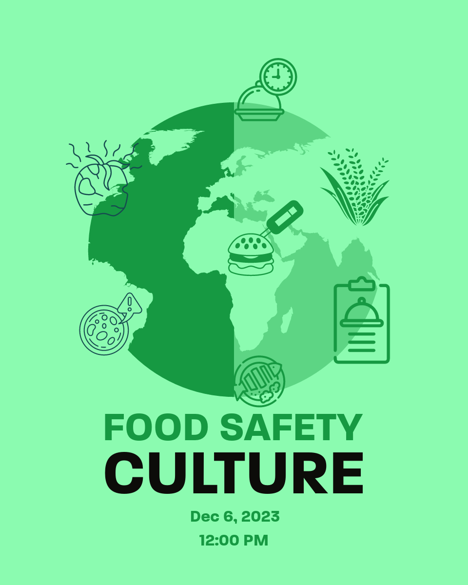Food Safety Culture Webinar #9 World with food caution around the world floating earth.