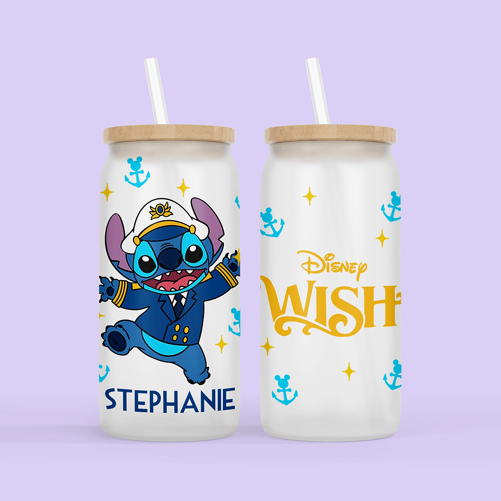 Disney Cruise Line Personalized Drinking Glass - Captain Stitch
